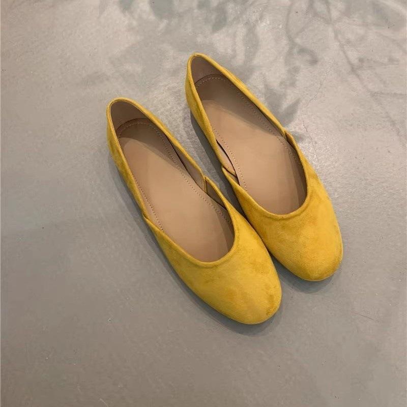 Gentle fairy ballet single shoes sweet suede round head light mouth soft sole grandma shoes ladyshoes