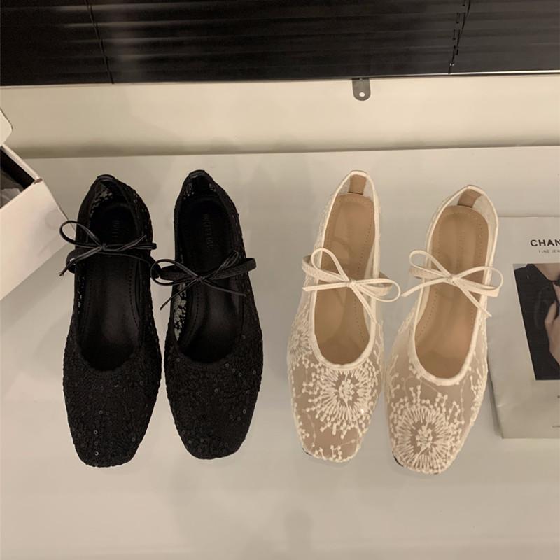 Fashion Bailamos Brand Women Flats Fashion Mesh Flat Shoes Ladies Elegant Mary Jane Shoes Soft Sole Outdoor Dress Ballerinas Shoes