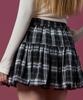 Collet Brushed Balloon Check Ribbon Flare Elastic Waist Mini Skirt [Black] Skorts Ver.