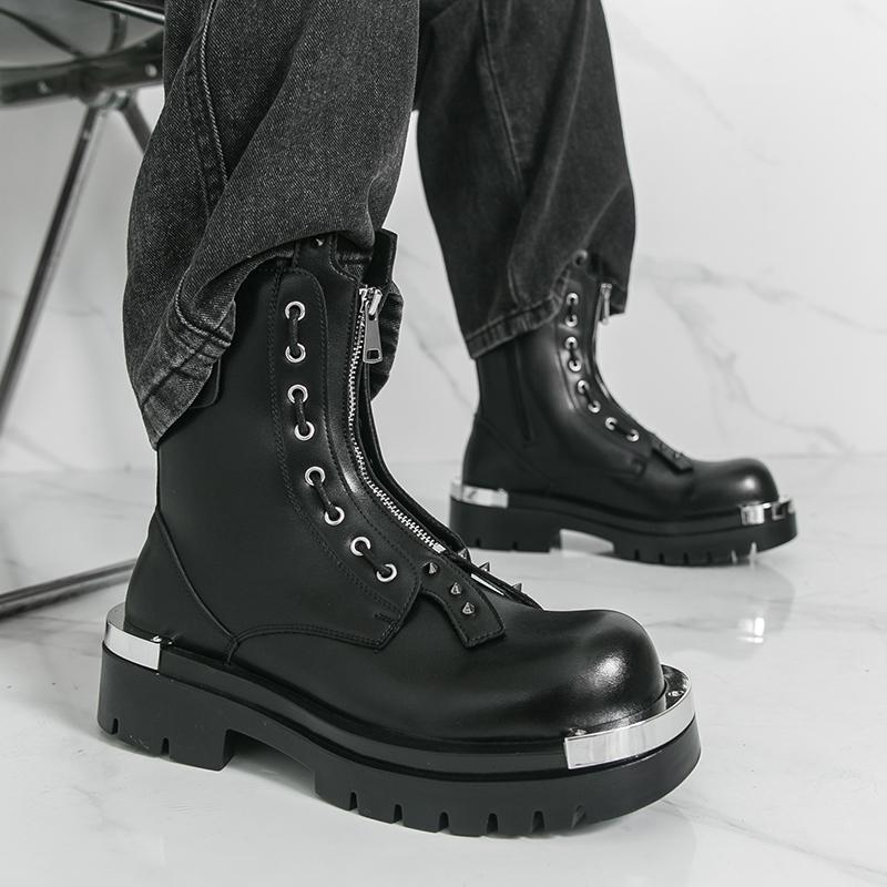 Men's Thick Soled Boots Designer Trendy New Style Party Business Office Outdoor Fashion Street Walking 38-46 Autumn and Winter
