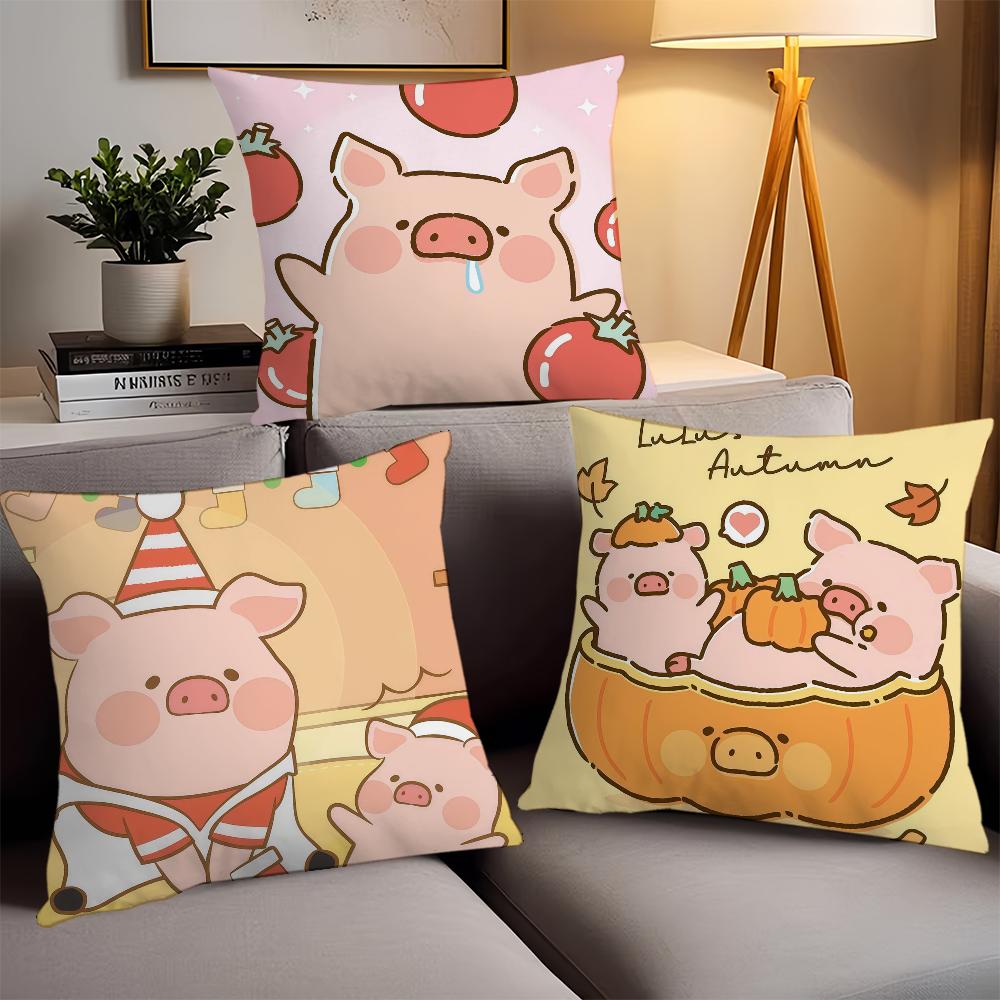 Cartoon cute L-Lulu pig Pillow Case Office Cushions Suitable For Sofa Car Bedroom Decorative Cushion Cover