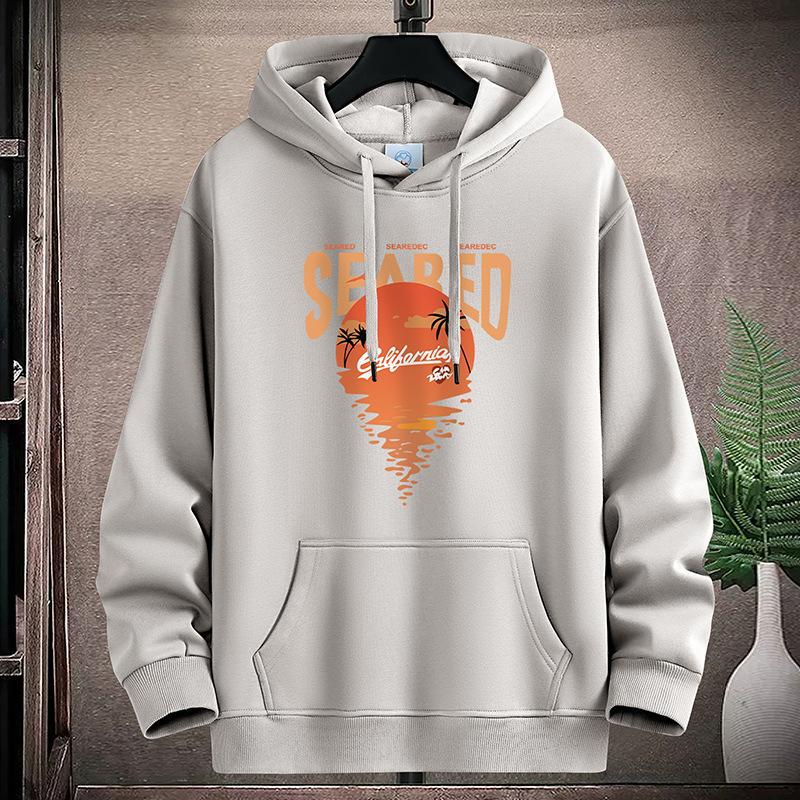 Sunrise Pattern Large Size Men Fleece Hoodie Loose Hooded Sportshirt Boys Pullovers