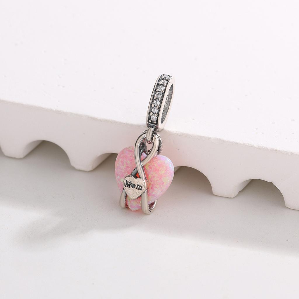 Panjia White Copper Silver-plated Pendant Pink Five-leaf Petals Gold Rose Beaded DIY Bracelet Accessories Fashion