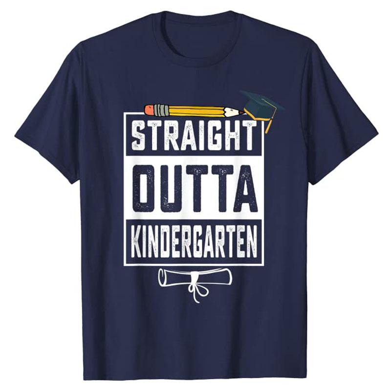 Straight Outta Kindergarten Pencil Class of 2026 Graduation TShirt for Boys Girls Students Schoolwear Clothing Graphic Tee Tops