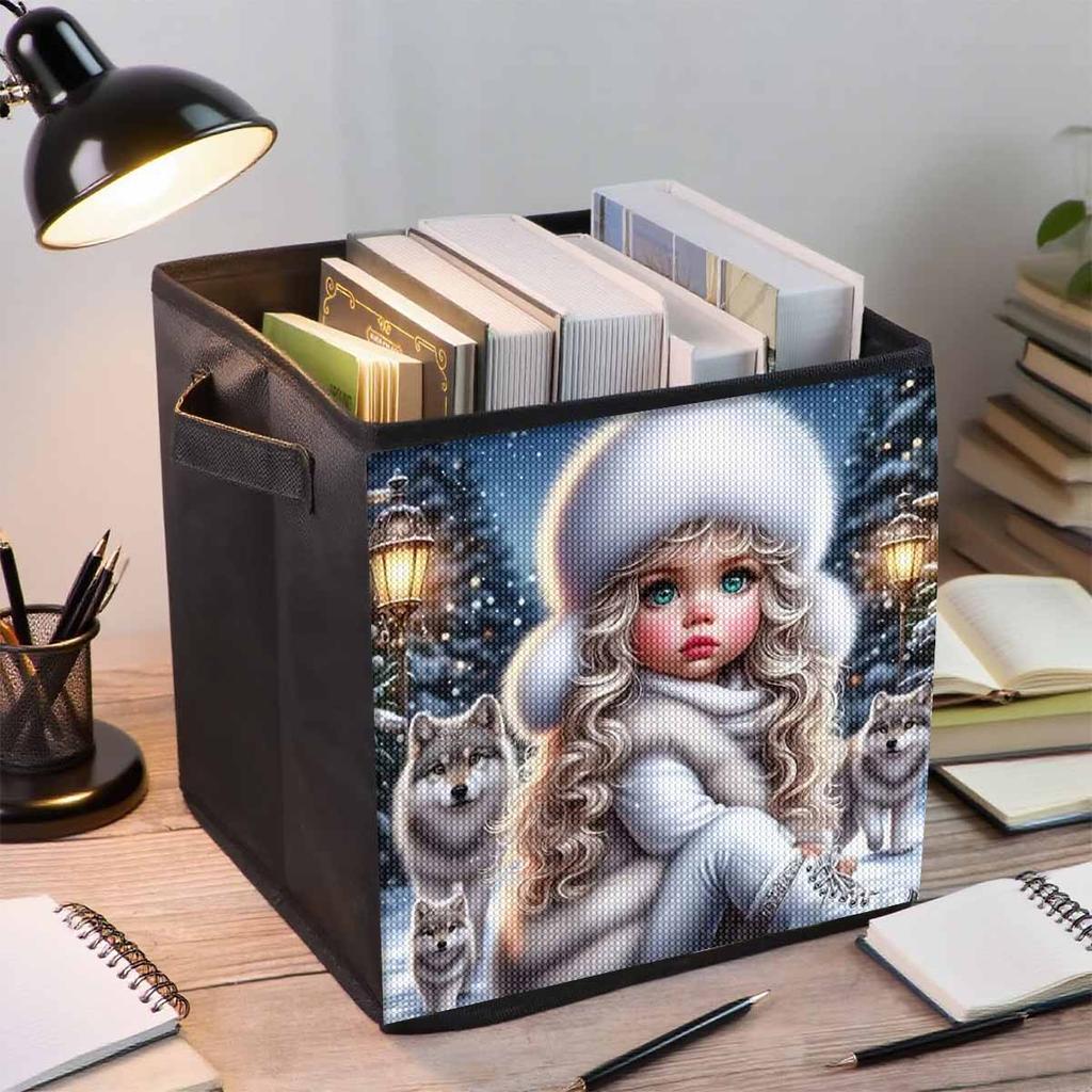 A Naive Girl 5D Diamond Painting Storage Basket Full Round Drill Mosaic Diamond Embroidery Cross Stitch Kits Home Decor Home Decor