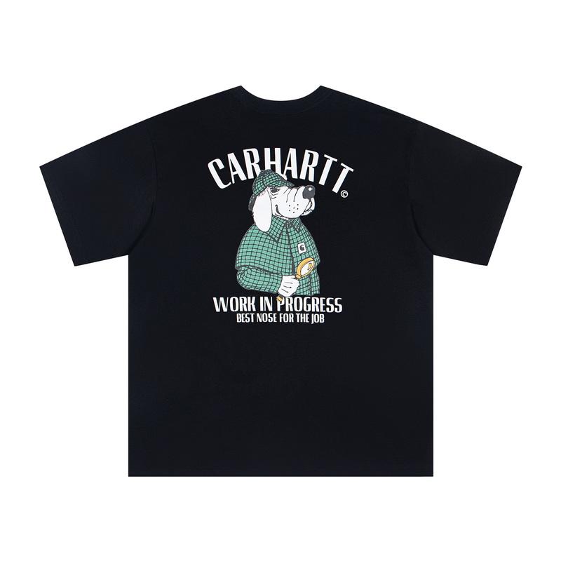 

Carhartt 2025 Summer New Men s and Women s Cotton Loose Round Neck New Detective Pattern Print T-shirt S чорний