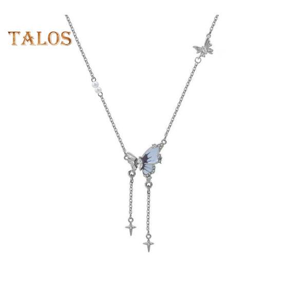 Dame Halskjede Kobber Sommerfugl Anheng Dusk Cubic Zirconia Elektrobelagt Justerbar Lengde Ball Party Halskjede Hals Smykker