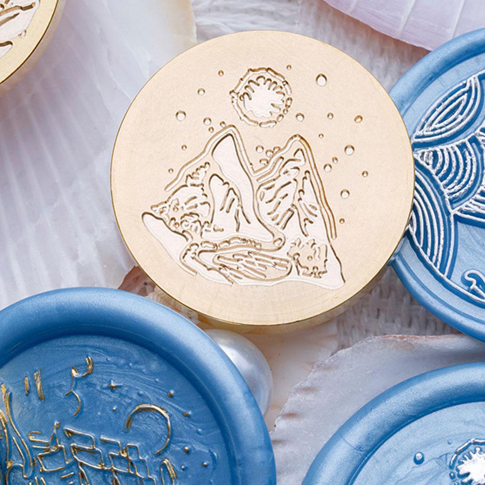 Round-shaped Enamel Copper Head Classic Vintage Wax Sealing Copper Head DIY Manual Account Invitation Envelope for Wedding Card