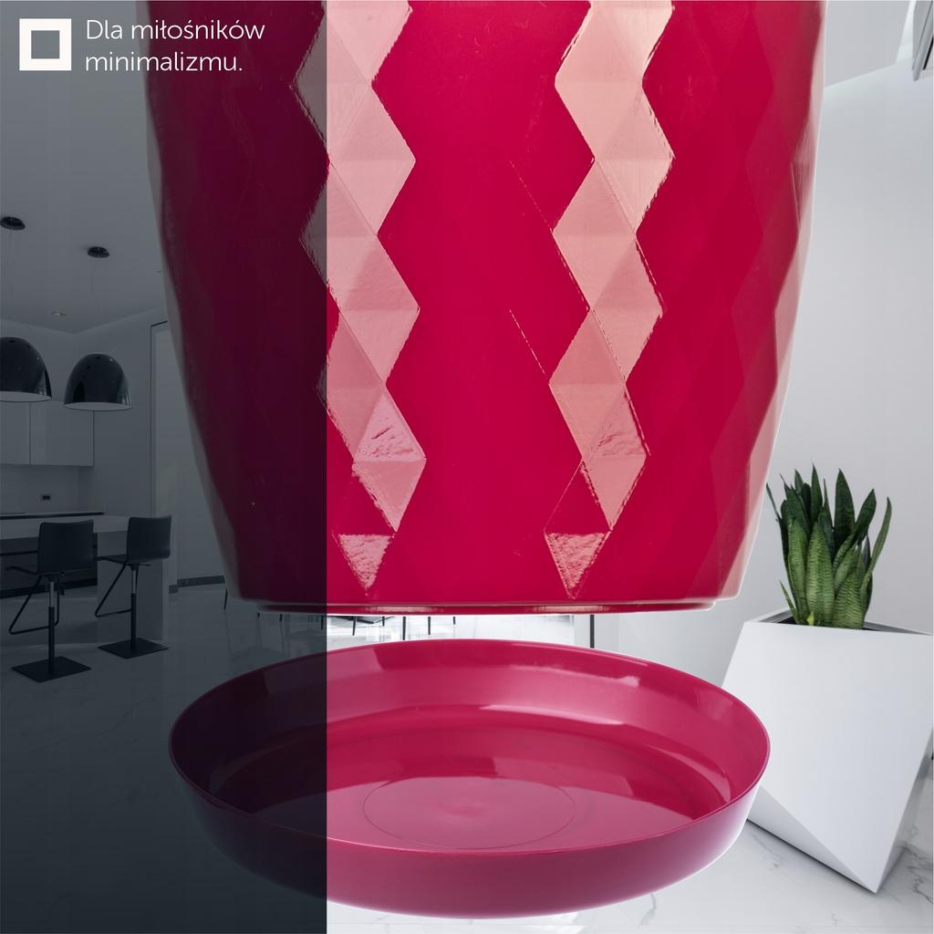 KADAX Doniczka Plastikowa Z Podstawką Donica Osłonka Na Kwiaty 12cm Różowa 