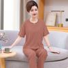 Modal-Pyjama-Set für Damen: Kurzarm-Oberteil & Lange Hose, Leichte Sommerkleidung für mittleres Alter und Übergrößen