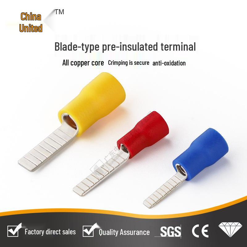 Pre-insulated Blade Type Crimp Terminal, 1000/Bag - Copper Wire Lug