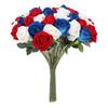 50-teiliges Set Künstliche Rosen Rot Blau Weiß Realistischer Rosenstrauß für Tischdekoration Gedenkfeier