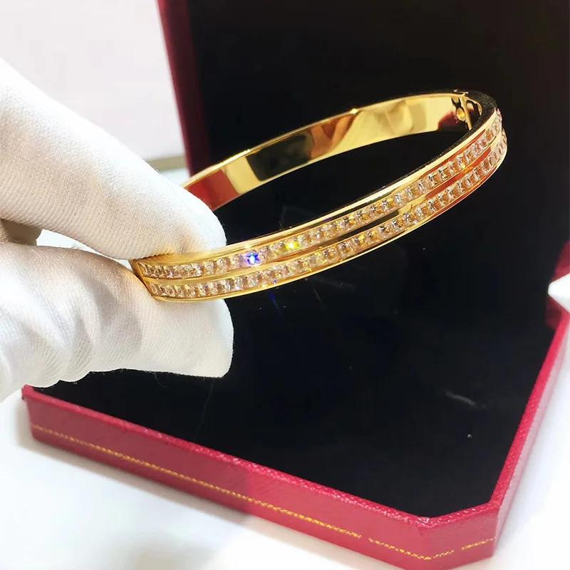 

Модный вечерний наряд для ужина, один новый браслет с двумя рядами бриллиантов на День святого Валентина, полная звезда 18cm