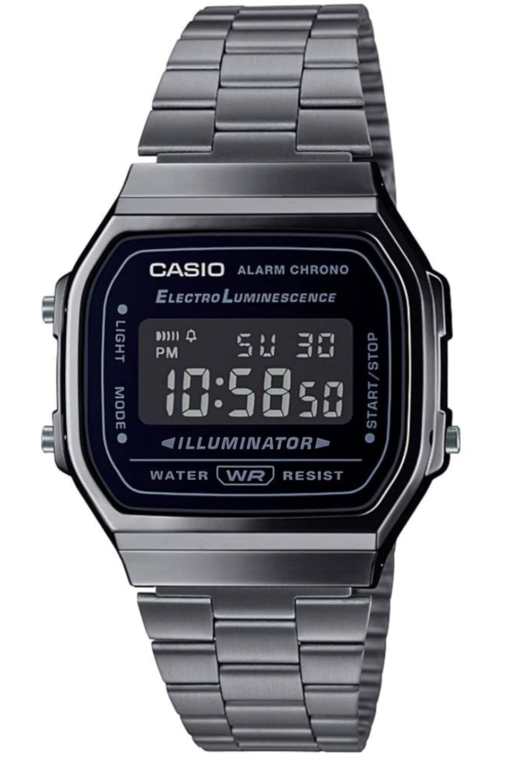 CASIO цифровые наручные часы стандартные A168WGG-1B мужчины женщины дети серый металлик инвертированный ЖК-дисплей модель для зарубежного рынка.
