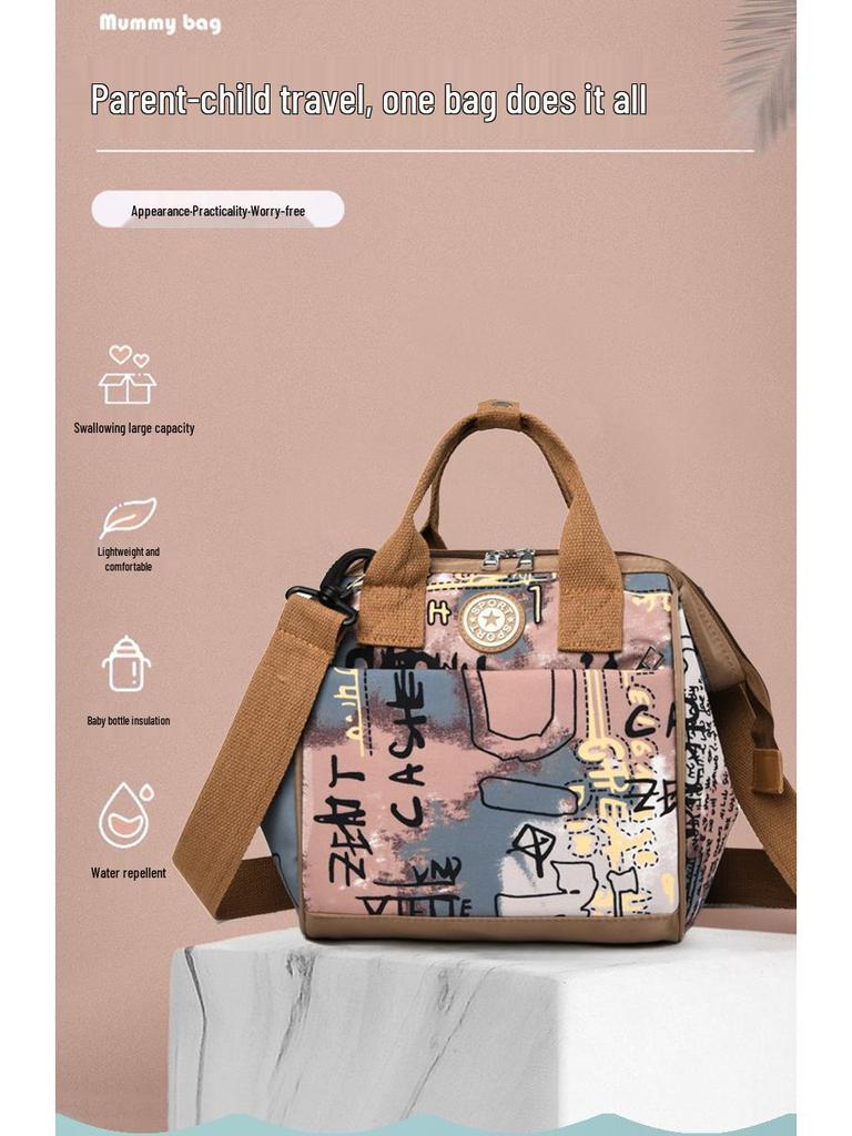 Compact Graffiti Mom & Baby Bag - Crossbody, Shoulder & Stroller Backpack with Insulation