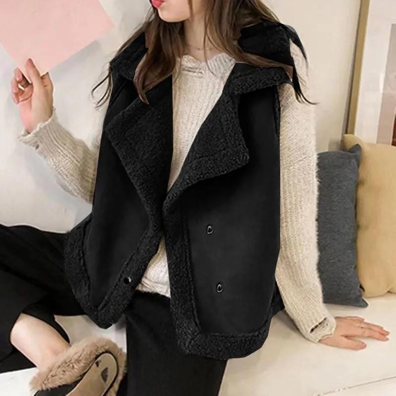 Women's Autumn and Winter Loose Sleeveless Vest Solid Color Sleeveless Commuter Jacket
