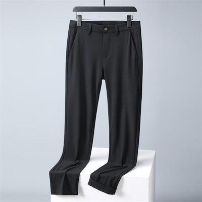 Men's Summer Ice Silk Slim Fit Straight-Leg Pants: Korean Style, Trendy, Versatile, and Casual.