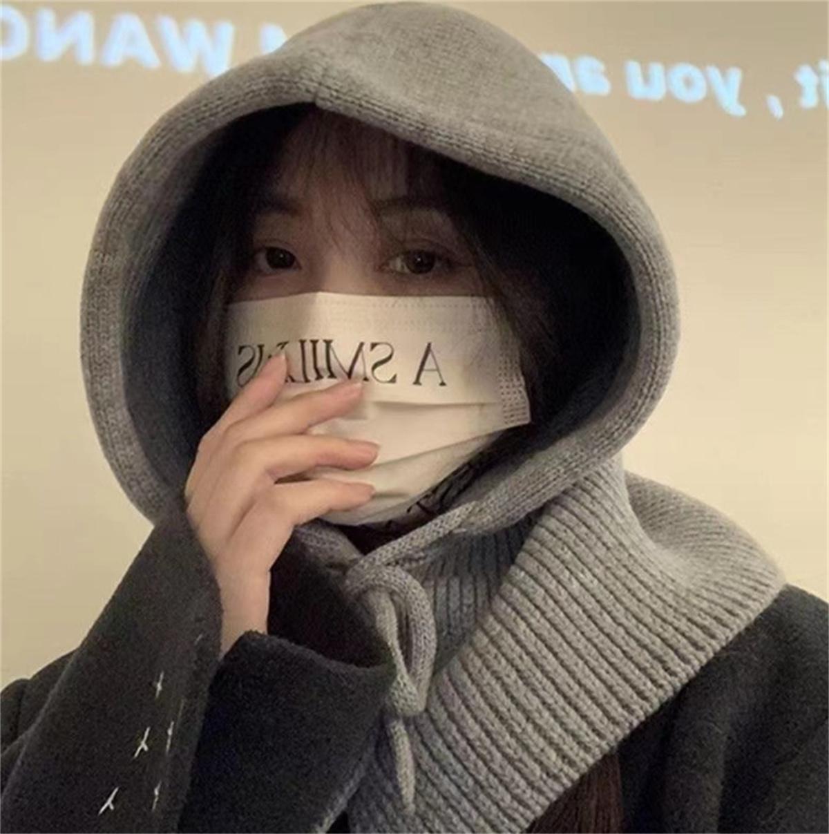 

Взрослая ветрозащитная балаклава, съемный женский капюшон, регулируемый размер, теплая шапка для велоспорта, зимняя вязаная шапка-пуловер конфетного цвета для девочек Unisex size