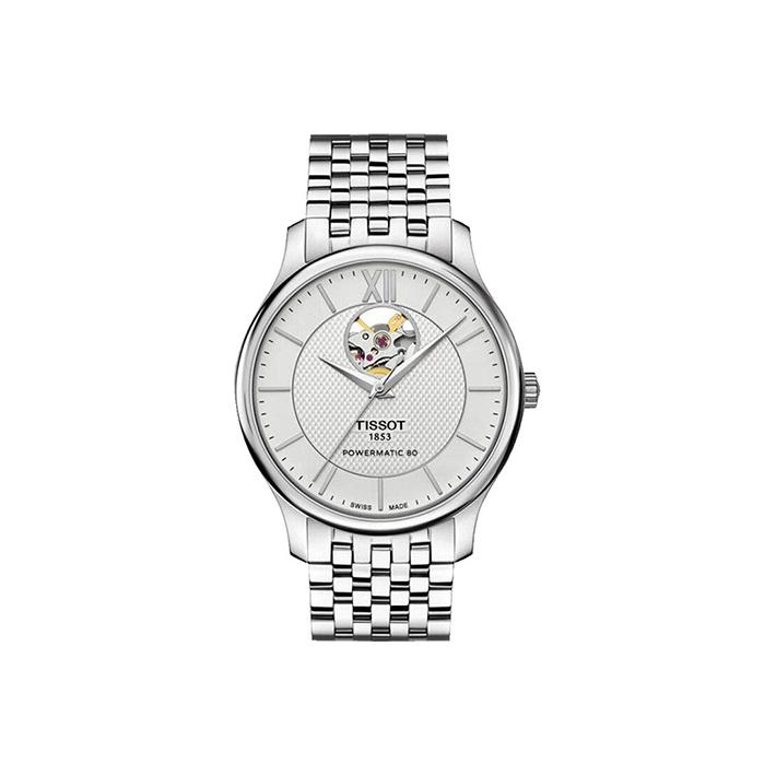 TISSOT Montre  S&eacute;rie &Eacute;l&eacute;gance Mouvement M&eacute;canique Automatique &Eacute;tanche 40mm Cadran Blanc Bo&icirc;tier en Acier Inoxydable Bracelet en Acier T063.907.11.038.00 Silver