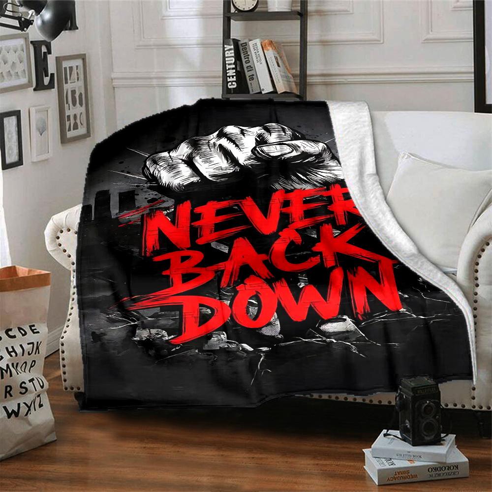 1pc Never Back Down Themed Printed Soft and Comfortable Home Blanket, Small Throw Blanket, Nap Blanket, Suitable As a Gift L053