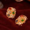 Retro Vintage Luxury Gold-Plated Gemstone Rhinestone Earrings
