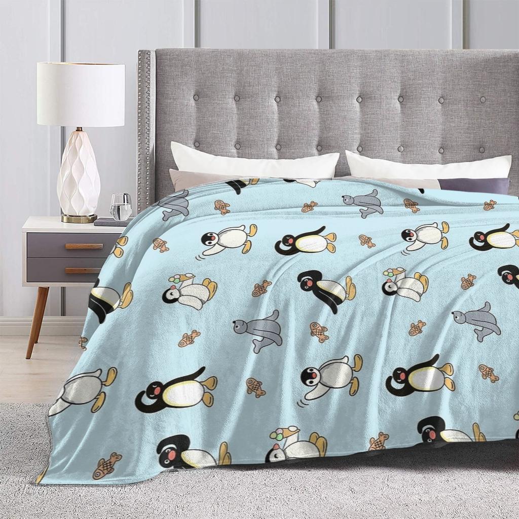 Warme Decke Junge Mädchen Picknick Pinguine Niedlich Überwurfdecke Flanell Tagesdecke für Sofa Bett Flauschige Sofabettdecke