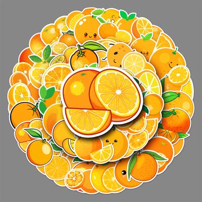 50 Orange Doodle Personality Cartoon Fruit Gauze Kids DIY Mobile Phone Case Suitcase Stickers Waterproof
