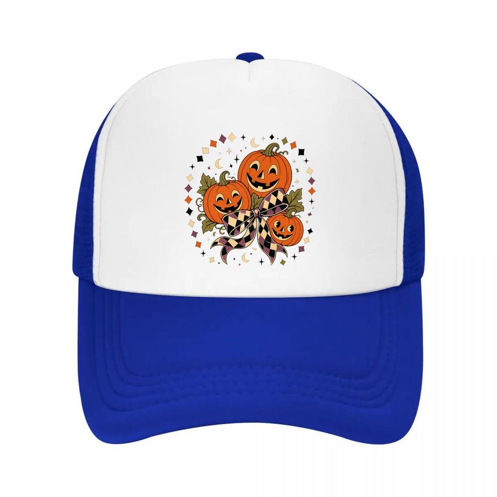 Retro Halloween Pumpkins With Harleq Mesh Baseball Cap Casual Hat Outdoor  For Womens Unisex FeUnisex