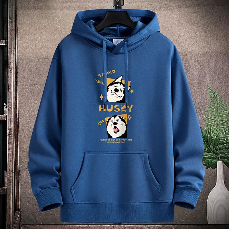 Cute Dog Pattern Mens Hooded Hoodie Sportshirt Plus Size Boys Pullovers M-5XL