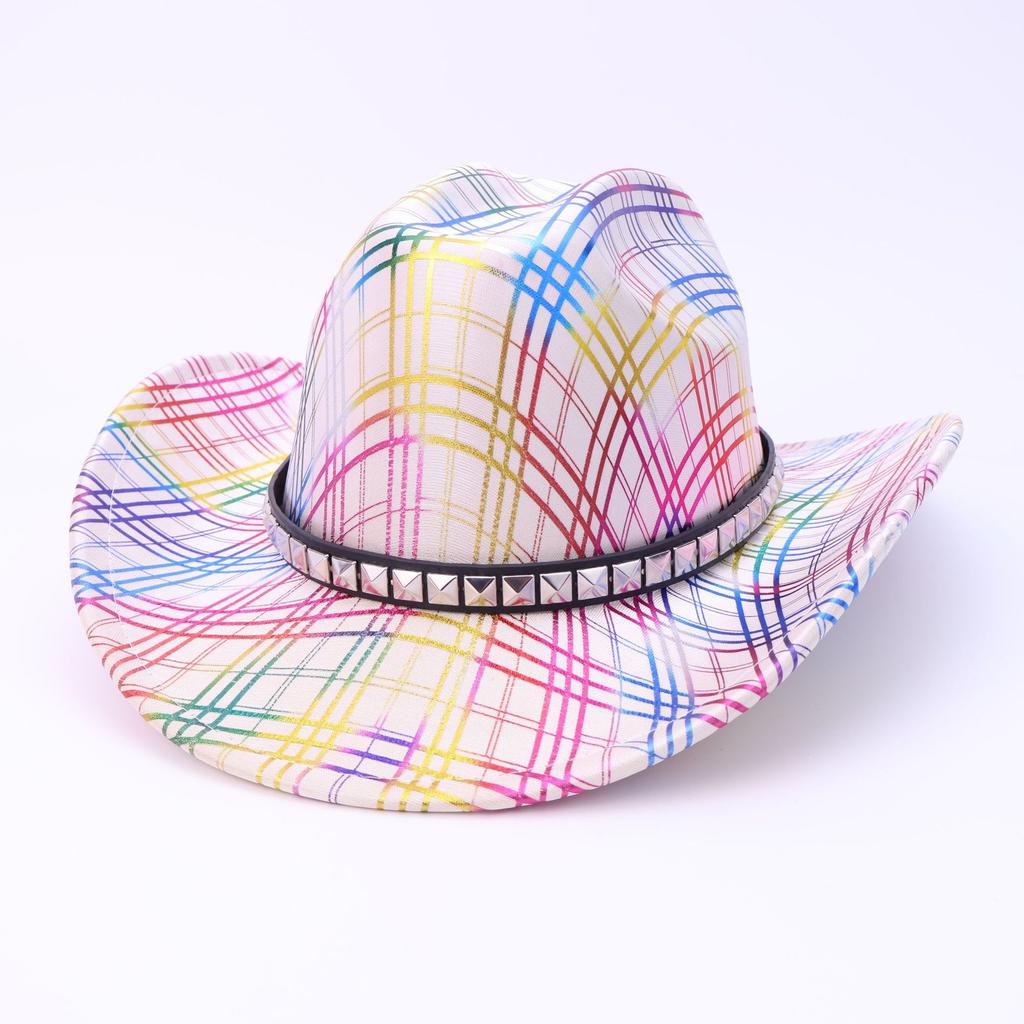 Halloween Party Line Symphony Western Style Cowboy Hat Colorful One-word Top Jazz Hat Men's and Women's Versatile Top Hat