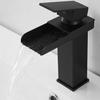 Black Modern Single Hole Waterfall Widespread Vessel Faucet Hot/Cold Mixer Creative Deck Bathroom Basin Vanity for Laundry Room