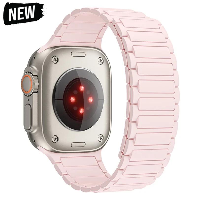 Magnetic Sports Band for Apple Watch Ultra 2 49mm 45mm 44 42mm 38 40 41mm Silicone Strap for iWatch series 9 8 7 6 5 4 ultra