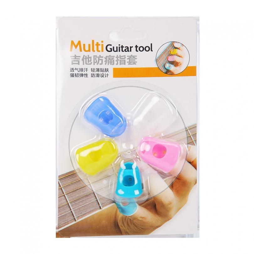 5pcs/lot Silicone Thickened Universal Guitar Pick Fingertip Covers for Guitar / Bass / Ukulele, Pressed String Finger Protect