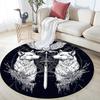 Black and White Wolf,Round Area Rug,Carpet Rug for Living Room Bedroom Sofa Playroom Decor,Non-slip Floor Mat