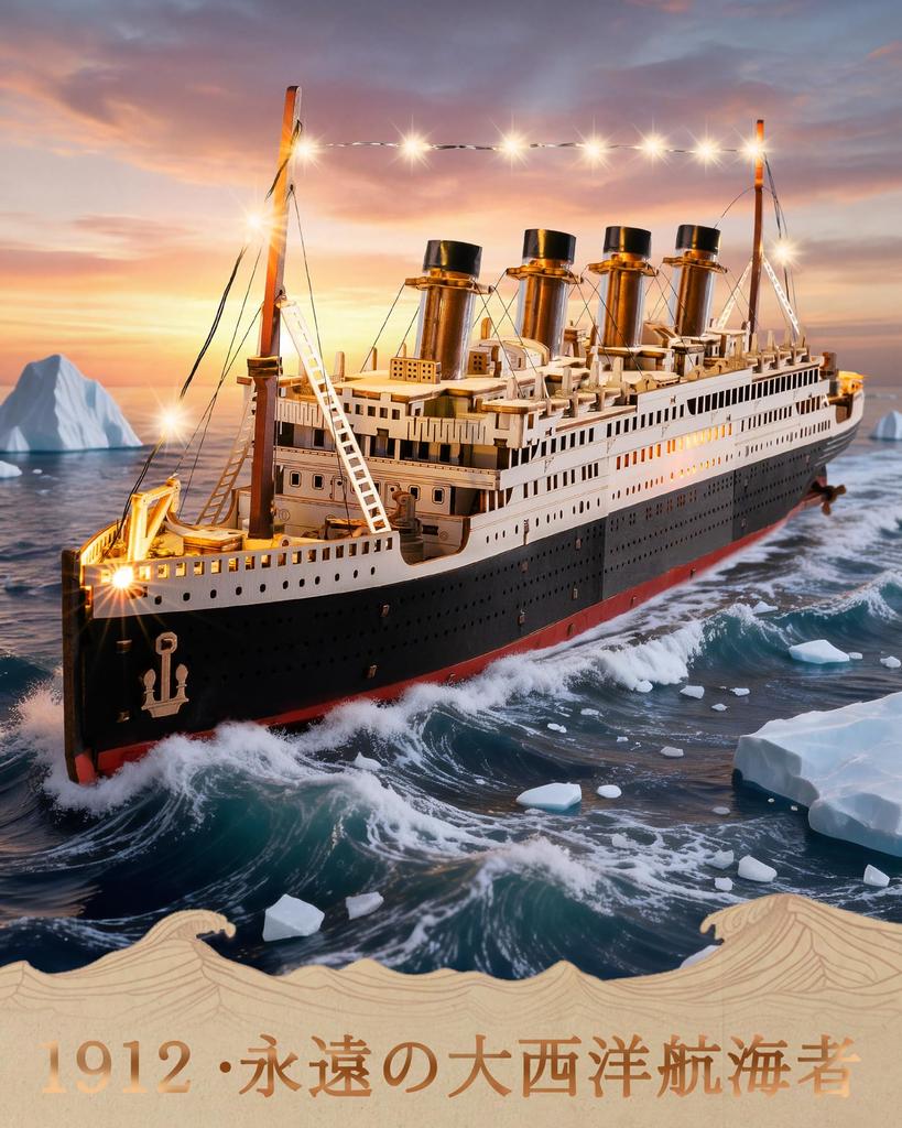 Rolife 3D Wooden Puzzle Titanic Model with LED Lights - Ship Model for Interior Decoration, Atmosphere Creation, Entryway, Craft Kit, DIY Assembly, No