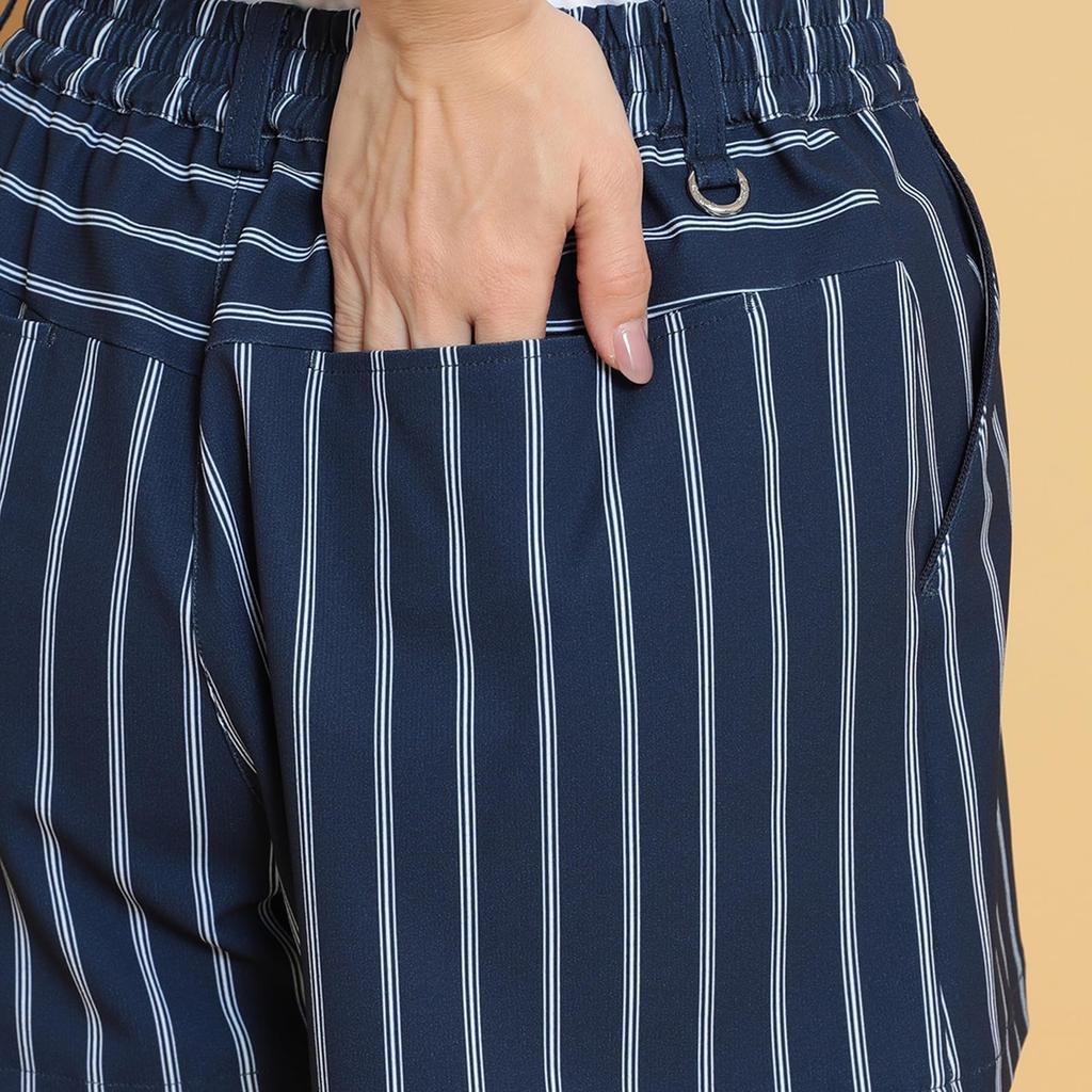 Callaway Stretch Striped Golf Shorts Women's 8-Way (C25127203 1120_Navy SS)