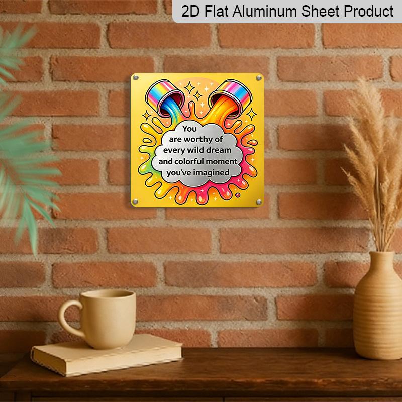 2D Flach - 1 Stück Vintage Aluminium Metallschild für Außenwanddekoration, im Retro-Blechschild-Stil mit einem inspirierenden Zitat: "Du Verdienst
