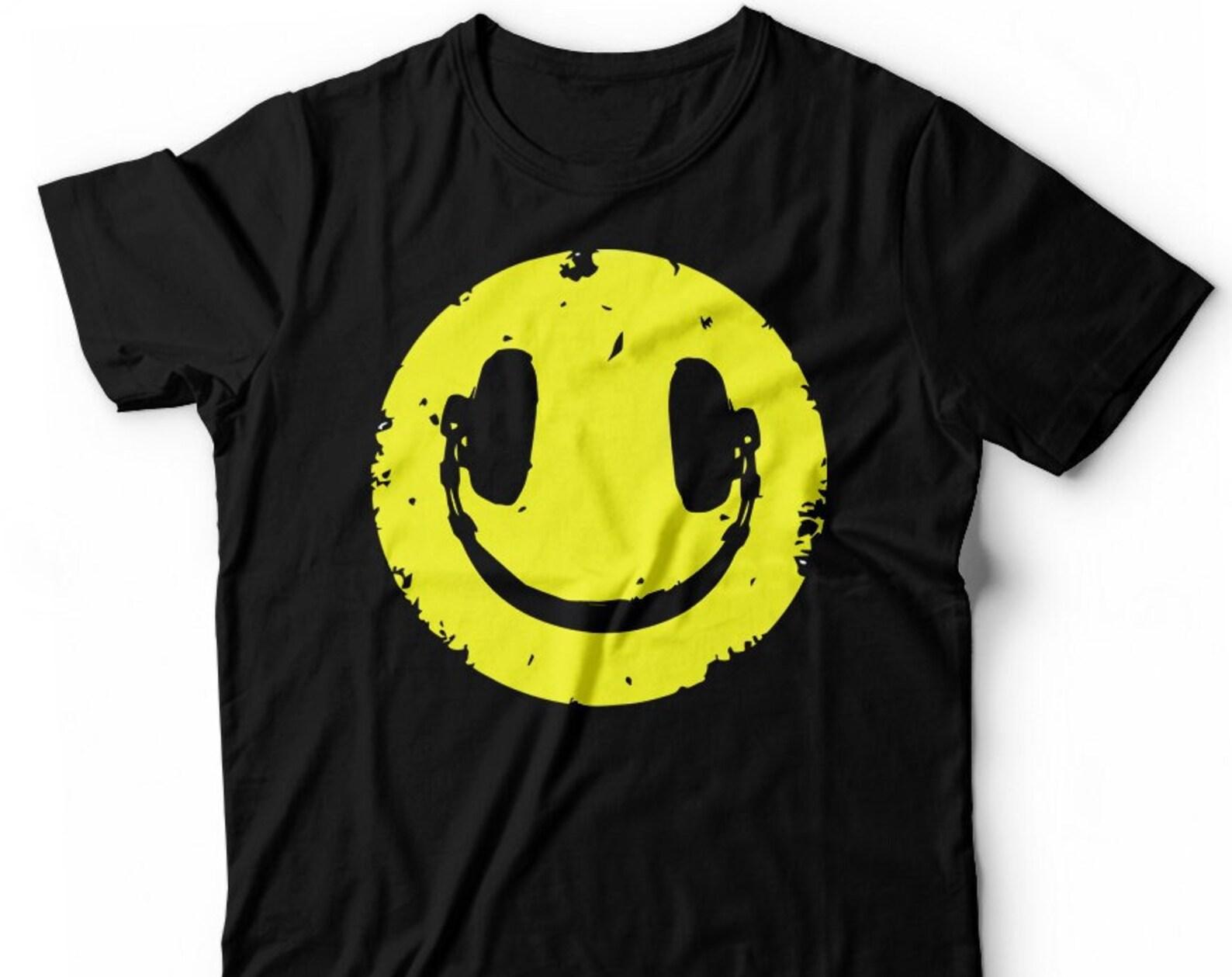 Smiley Music T-Shirt - DJ Deejay Smile Yellow headphone circle music T-Shirt S