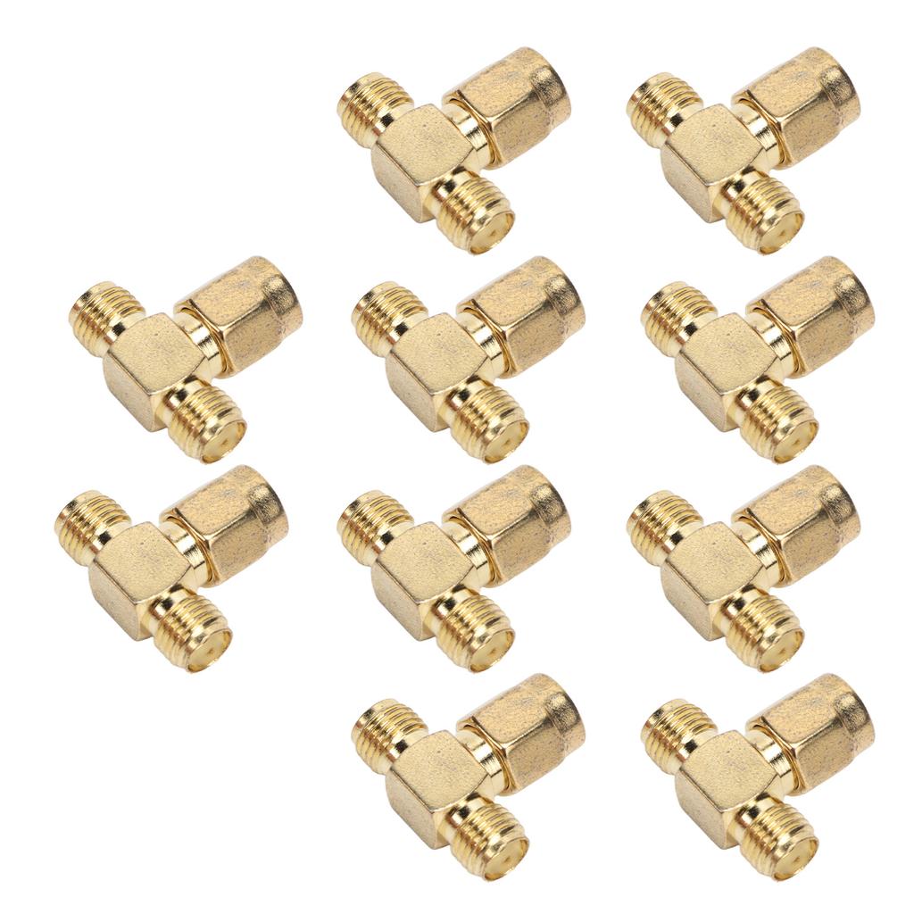 10 Pcs SMA Tee Adapter Wide Bandwidth OFC Radio Frequency Adapter SMA Coax Connector for GPS System
