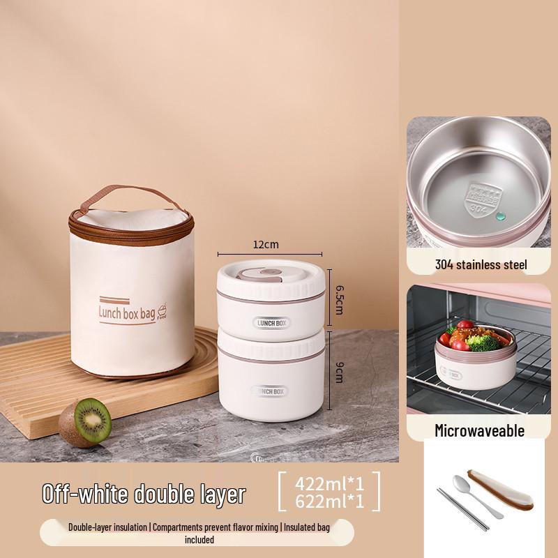 Round Multi-layer Stainless Steel Insulated Bento Box with Lid - Microwaveable Lunch Container for Office and Students.