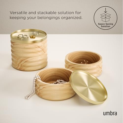 Caixa de Madeira Oficial Umbra Tesora, Armazenamento de Acessórios Natural