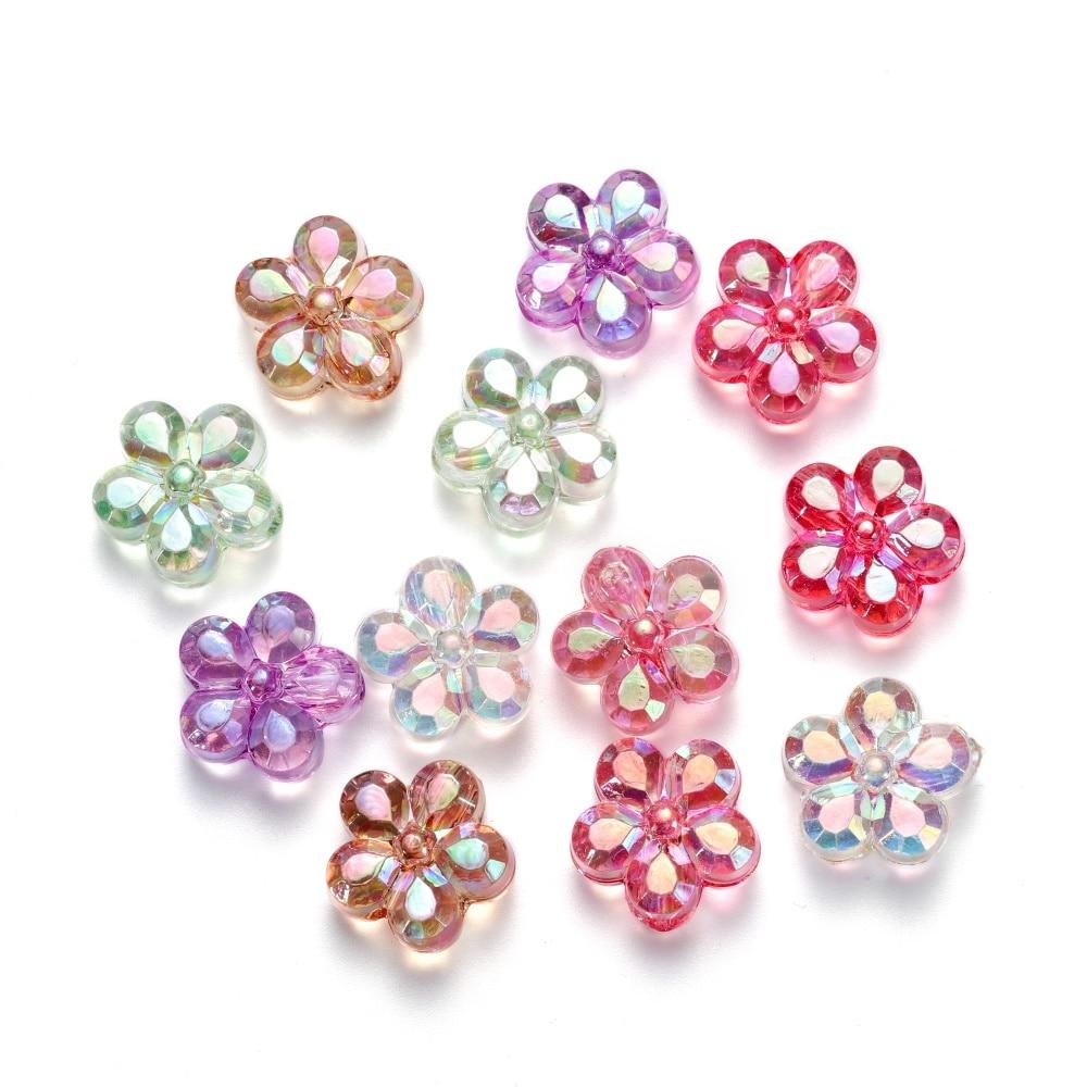 

10 шт./лот акриловые разноцветные бусины в форме цветка в виде сердца для DIY серьги, ожерелье, фурнитура для изготовления ювелирных изделий, аксессуары