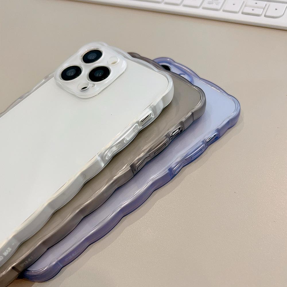 Simple Ins Large Waves Suitable for IPhone14pro Max Apple 15 Mobile Phone Case 11 Color Transparent 13 All Inclusive 16 Soft