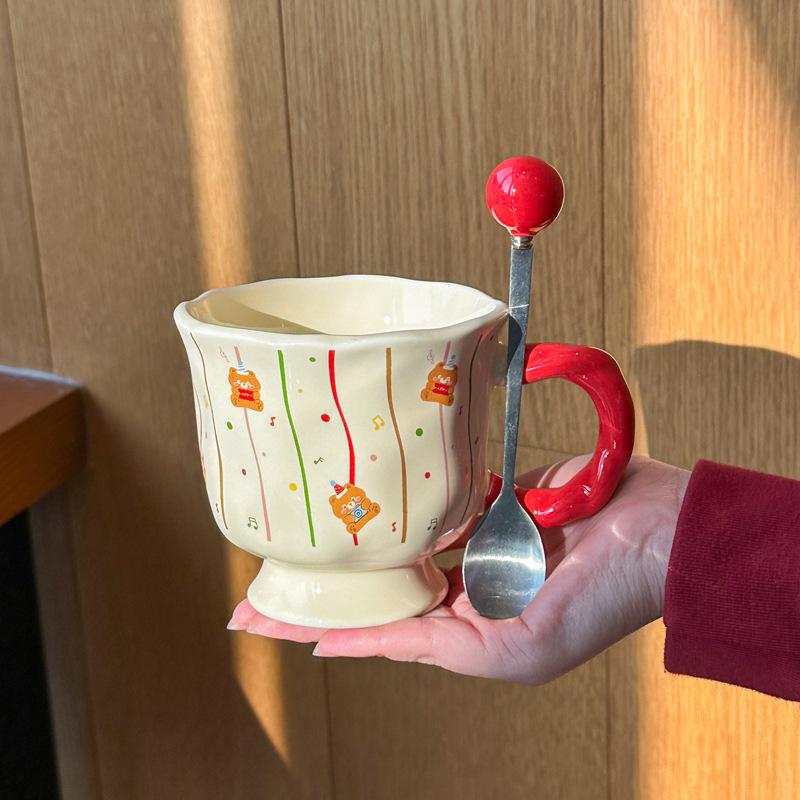 Milch Fufu niedlicher gepunkteter Bär Keramiktasse für Jungen und Mädchen Geburtstagsgeschenk Freundin Souvenir Geschenkbox