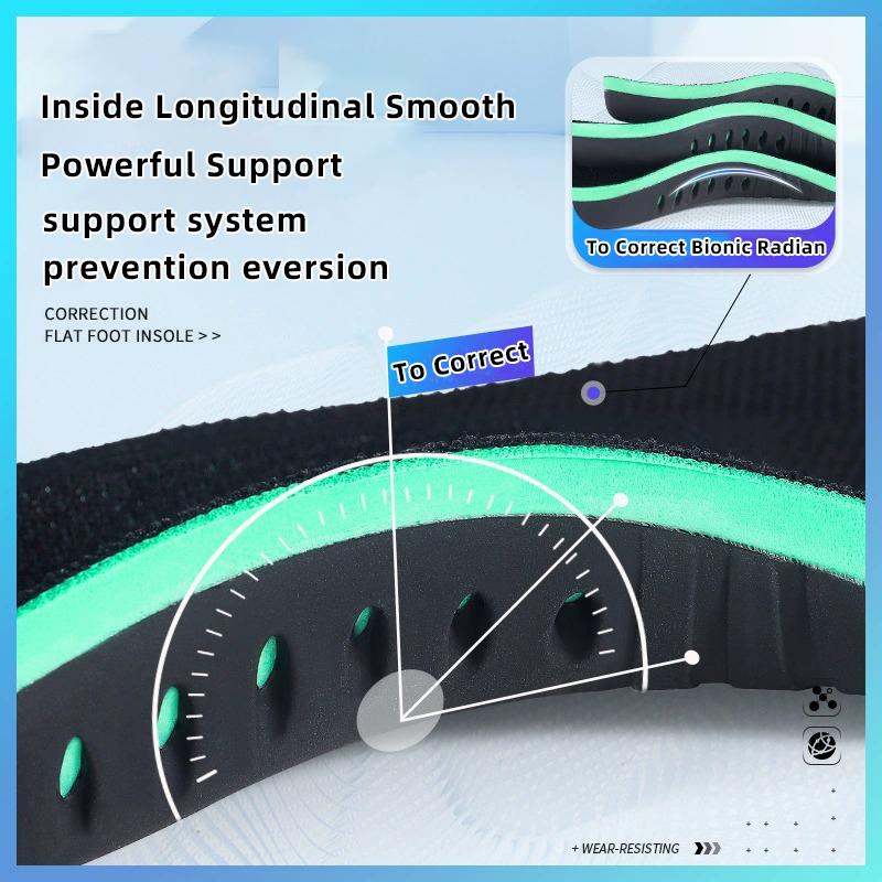 1 Pair of comfortable cushioned insoles made of TPU material with flat arch support for sneaker insertion