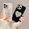 Shiny Rhinestone Heart Stand Phone Case for Apple 17, 16Promax, 15Pro, 11