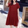 ZANZEA Women Casual Round Neck Summer Short Sleeve Plaid Print Dress