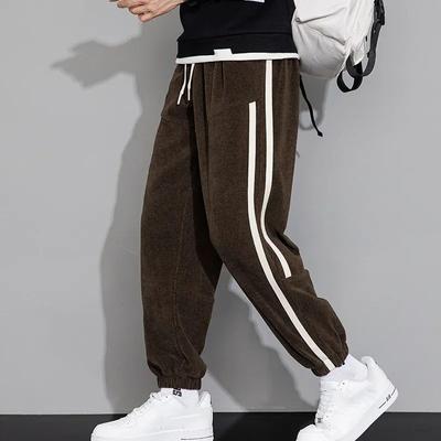 Herren Frühling und Herbst Locker Weitbeinige Sport Tide Hundert Kord Casual Hose Übergröße