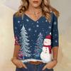 3/4 Sleeve Shirts For Women Print Christmas Tees Blouses Casual Plus Size Basic Tops Pullover