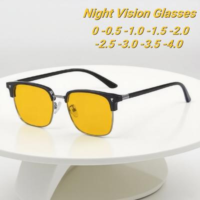 Nouvelles Lunettes de Myopie Tendance Demi-Monture pour Homme pour Conduite en Extérieur Lunettes Neutres Double Usage Jour Nuit